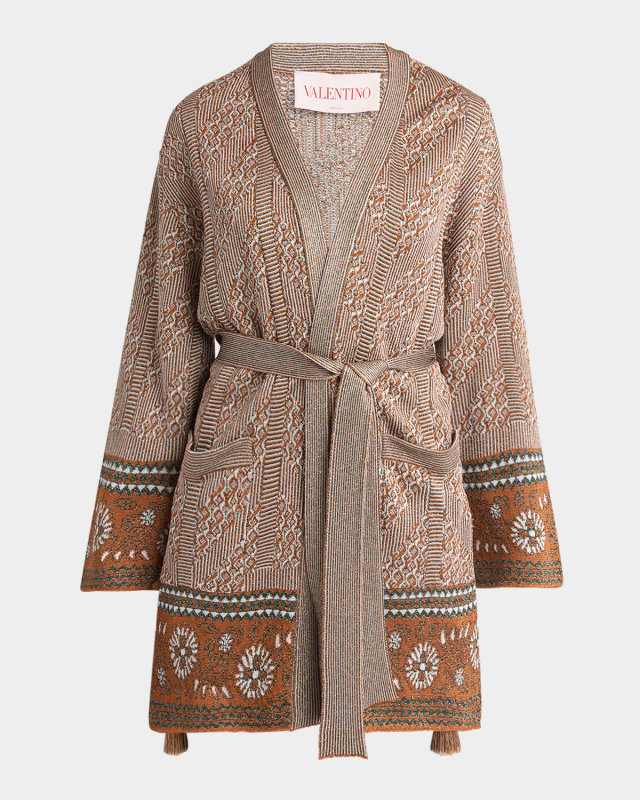Metallic Knit Wrap Cardigan